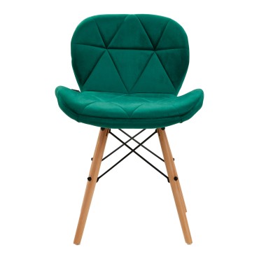 Sedia cosmetica 4Rico QS-186 velluto verde — vista frontale
