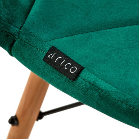 Fauteuil cosmétique 4Rico QS-186 velours vert — gros plan étiquette