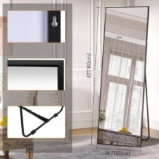 Specchio LVSOMT Figura intera LVSOMT 160 x 50 cm, in piedi, nero