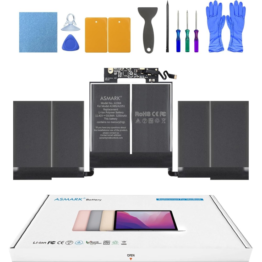 Asmark A1964 akumulators klēpjdatoru MacBook Pro, 11.41 V, 59.9 Wh