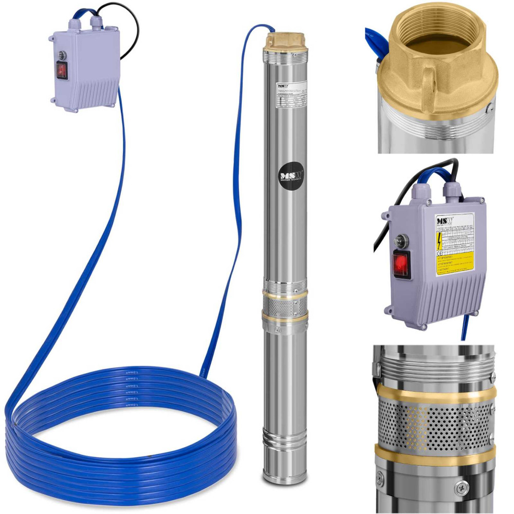 Pompe submersible pour puits profond MSW 10800 L/heure jusqu'à 54 m