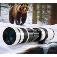 Telino Telewewiembery Jint JT-420, 420-800 mm F / 8.3-16 for Nikon-kameraer, Hvit