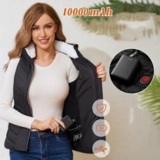 Ženska telovna segrevana zoseja ogrevana oblačila, 10000 mAh, črna, m