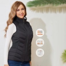 Chaleco para mujer Ropa climatizada con calefacción, 10000 mAh, negro, m