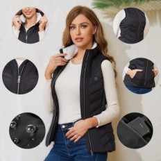 Womens Vest verwarmde Zoseic verwarmde kleding, 10000 mAh, zwart, m
