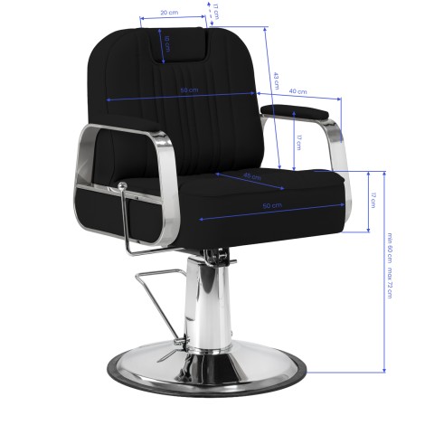 Fauteuil de barbier Gabbiano Rufo noir — vue de face