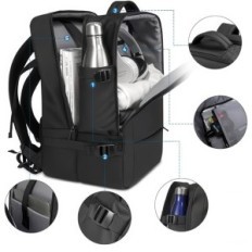 Matkustaminen Backpack Banging kannettavaan tietokoneeseen 17.3 "Latausportti, musta