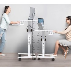 Computer Desk Bontec MWS04-WH, Justerbar Højde, Hvid