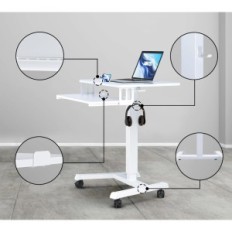 Bureau d'ordinateur Bontec MWS04-WH, hauteur réglable, blanc