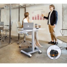 Computer Desk Bontec MWS04-WH, Justerbar Højde, Hvid