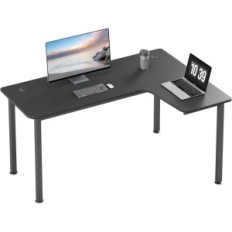 Eureka ergonomische hoektafel 155x110cm, L-vormig, zwart