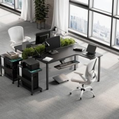 Eureka Ergonomischer Ecktisch 155x110cm, L-förmig, schwarz