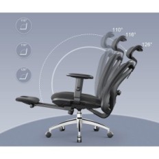 Krzesło biurowe SIHOO M18 z podnóżkiem, 72D x 68,5S x 130H, czarne