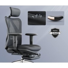 SIHOO M18 Kancelářská židle s podnožkou, 72d x 68.5s x 130h, černá