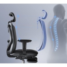 SIHOO M18 Kancelářská židle s podnožkou, 72d x 68.5s x 130h, černá