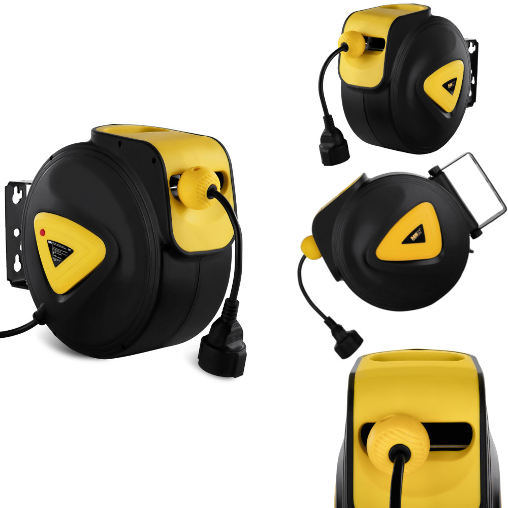 Ritininis automatinis kabelio sienelės būgnas su extererer AC230V / 10A / 50Hz lizdo ilgiu 11.5m