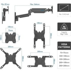Bontec GWM01 Monitorhouder, 13-42 '', Wall, Vesa 200/100/75, gebruikt