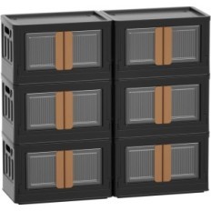 Caja de almacenamiento de plástico haixin 32 l, 6 piezas, negro