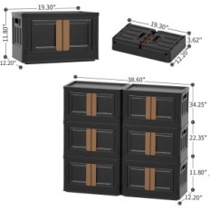 Boîte de rangement Haixin 32 L en plastique, 6 pièces, noir