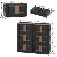 Boîte de rangement Haixin 32 L en plastique, 6 pièces, noir