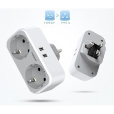 Tessan TS-321-UK Adaptter Plug, 4 en 1 enchufe del Reino Unido, con 2 tomas y 2 USB