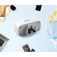 Plug Adattatore TESAN TS-321-UK, Plug 4 in 1 UK, con 2 prese e 2 USB