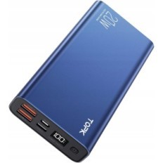 Power Bank Topk 20000mAh, 20W, pantalla LED, AZUL, UTILIZADO