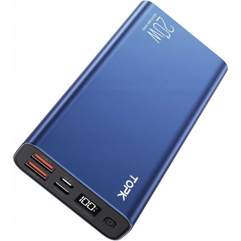 Power Bank Topk 20000mAh, 20W, LED display, blue, used