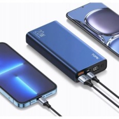 Power Bank Topk 20000mAh, 20W, pantalla LED, AZUL, UTILIZADO