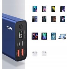 Power Bank TOPK 20000Mah, 20W, LED zaslon, modra, uporabljena