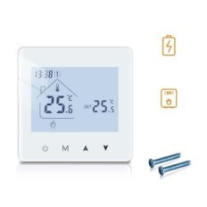 Digitaalinen BEK BOT-R6W-F-termostaatti kaasukattilalle, toimii 3 AA: sta, valkoisesta