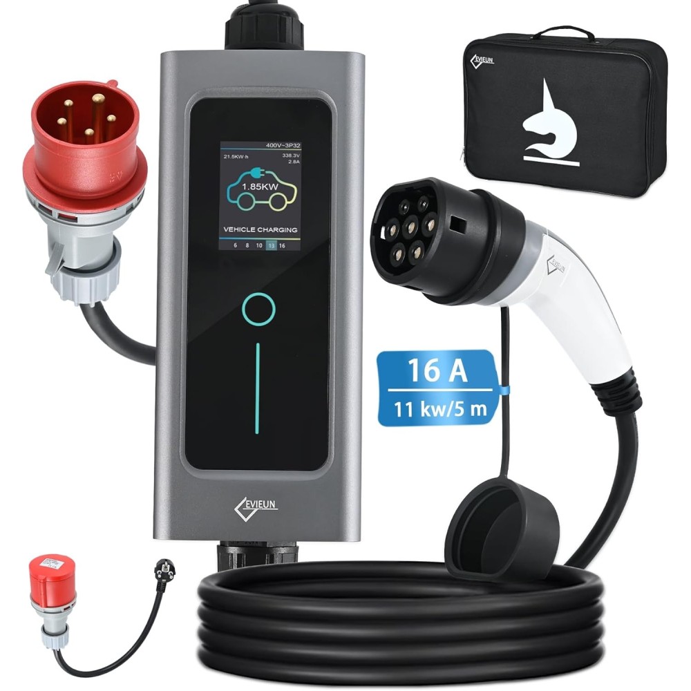 Evieun EV Keevam2 Serie de cable tipo 2, 11 kW, trifásico, 6-16a, 5m