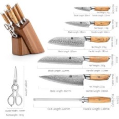 Xinzuo knives set, 8 pieces, 73-layer Damascian steel, professional