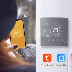 BEK Mirror TGR85WIFI-WPB thermostat, Wi-Fi, with Alex, Google Assistant, 3A