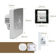 BEK Mirror TGR85WIFI-WPB thermostat, Wi-Fi, with Alex, Google Assistant, 3A