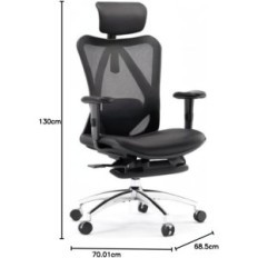 Used Sihoo M18-M156 office chair with footrest, 72D x 68.5s x 130h