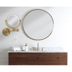 RECKODOR wall mirror with backlight and magnification, USB loaded