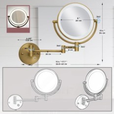 RECKODOR wall mirror with backlight and magnification, USB loaded