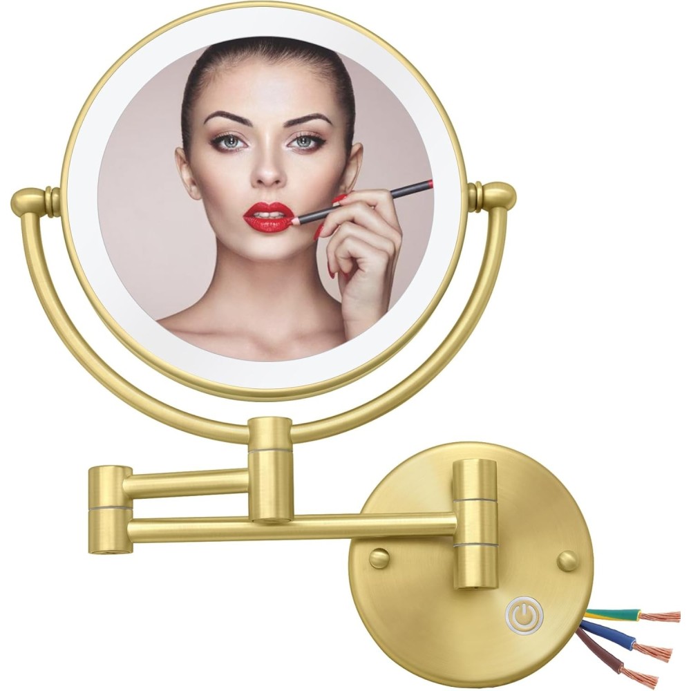 Gold Mirror Reckodor med bakgrunnsbelysning og forstørrelse, 1-5x, 7W