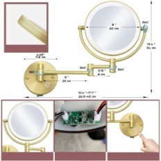 Gold Mirror RECKODOR with backlight and magnification, 1-5x, 7W