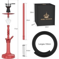 Noble ūdenspīpes komplekts 77 cm ūdens caurules, alumīnijs ar 1 savienotāju, sarkanu