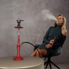 Sats med Noble Hookah 77 cm Vattenrör, Aluminium med 1 kontakt, röd