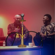 Sæt med ædle hookah 77 cm vandrør, aluminium med 1 stik, rød