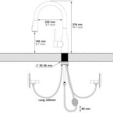 JUANNY HU-XI-96 kitchen faucet with extracted shower, stainless steel