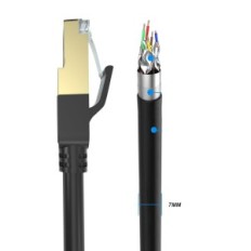 Ethernet-kaapeli GRISO CAT8, 50 m, 40 Gbit / S, 2000 MHz, kullattu RJ45-pistoke