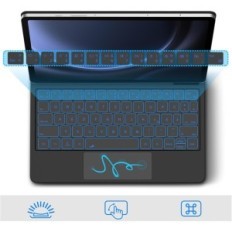 Veske med Goojodoq A1916 Tastatur for Samsung Galaxy Tab S9 Fe 2023, Svart