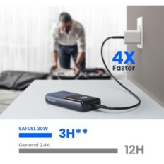 Power Bank Safuel 20000 MAH, 30 W, USB A PD QC, USB C, Nero, Mostra