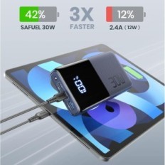 POWER BANK SAFUEL 20000 MAH, 30 W, USB A PD QC, USB C, Black, Tentoonstelling