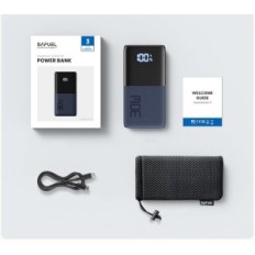 Power Bank SAFUEL 20000 mAh, 30 W, USB A PD QC, USB C, czarny, Powystawowy