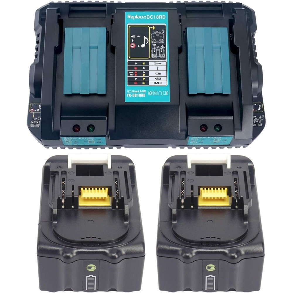 Akumulator z ładowarką YASI MFG DC18RD do Makita 18V 5.0Ah BL1850, 2 szt.